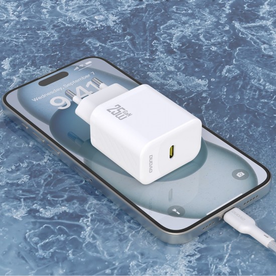 Dudao A27CEU PD 25W GaN SB-C Wall Charger with USB-C Cable - White