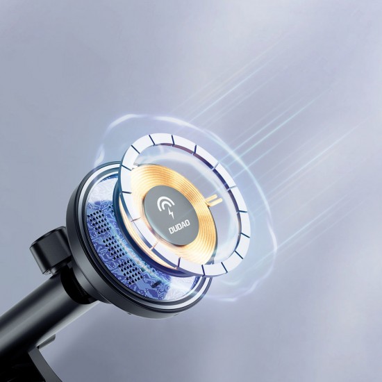 Dudao F12MAX+ Car Holder with 15W Wireless Charger, Compatible with Magsafe - Black