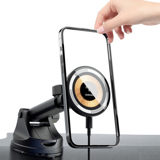 Dudao F12MAX+ Car Holder with 15W Wireless Charger, Compatible with Magsafe - Black