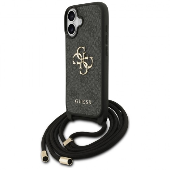 Guess 4G Big Logo Cord Stap Crossbody Case for iPhone 17 - Black