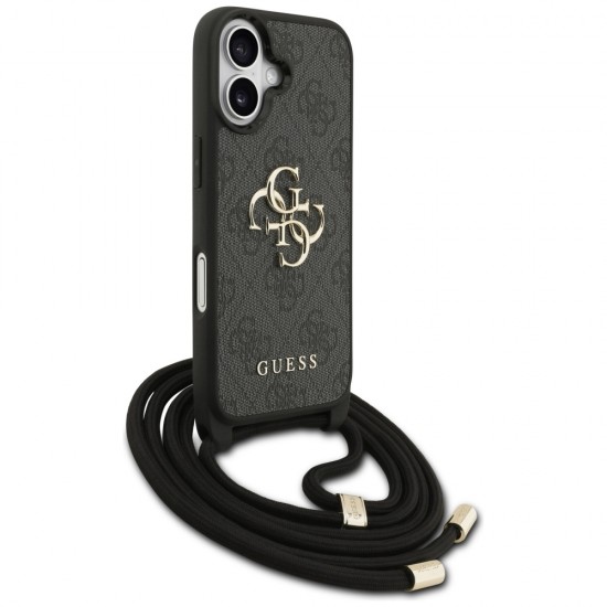 Guess 4G Big Logo Cord Stap Crossbody Case for iPhone 17 - Black