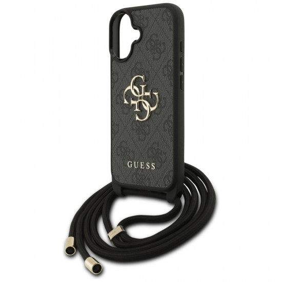 Guess 4G Big Logo Cord Stap Crossbody Case for iPhone 17 - Black