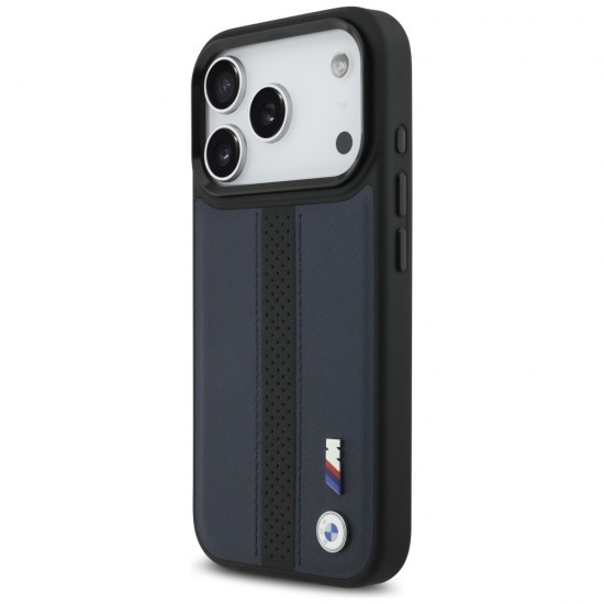 BMW M Perforated Stripe Logo MagSafe Case for iPhone 17 Pro - Navy Blue