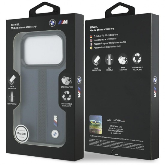 BMW M Perforated Stripe Logo MagSafe Case for iPhone 17 Pro - Navy Blue