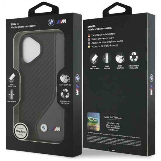 BMW M Carbon Logo MagSafe Case for iPhone 17 - Black and Gray