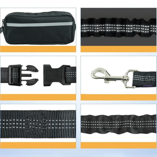 Wozinsky WPST-01 Hip Belt with Pouch and Elastic Leash for Running with a Dog - Black