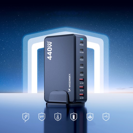 Wozinsky WSL-440 200W GaN QC3 Charging Station - Black