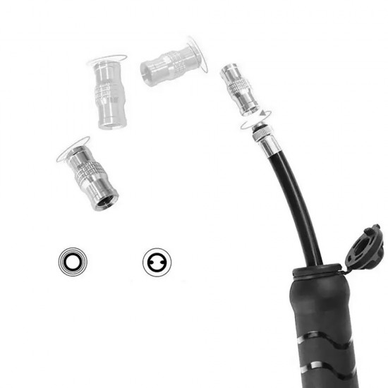 Rockbros 810PCS-HP Mini Hand Bicycle Pump with Presta & Schrader Hose - Black