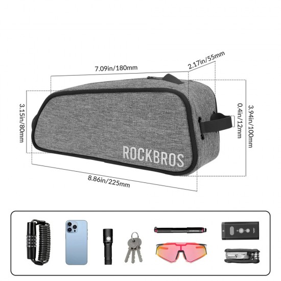 Rockbros 30120045003 ROAD TO SKY bicycle bag for the top frame tube, waterproof, 0.7L - gray