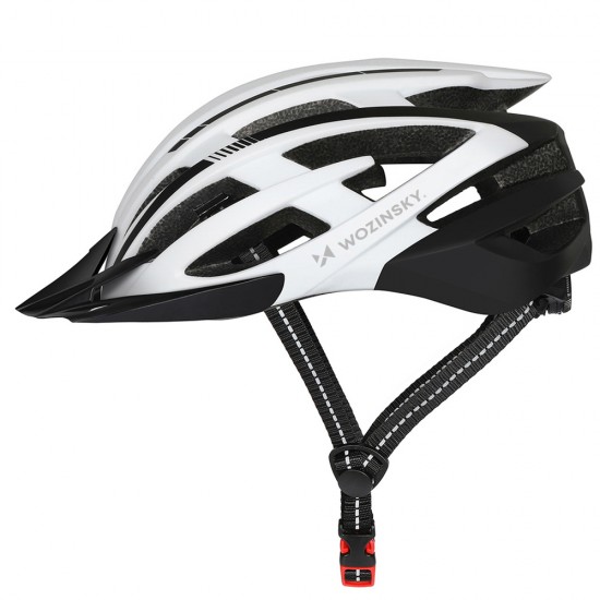Wozinsky MTB Bike Helmet with Removable Visor and Rear USB Light M - Black and White