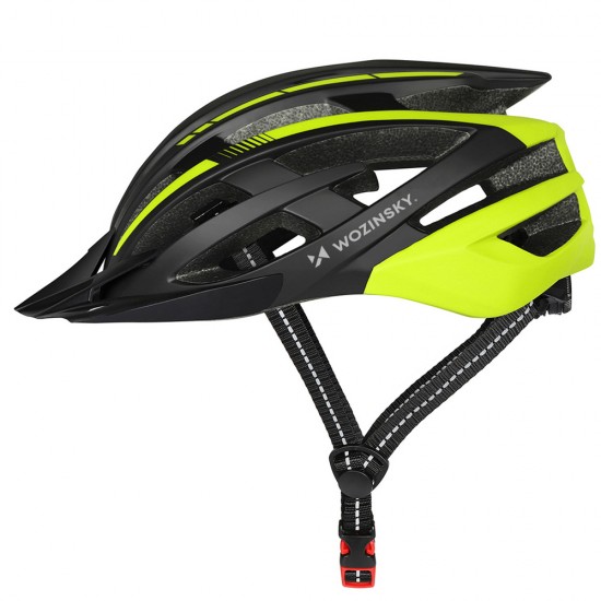 Wozinsky MTB Bike Helmet with Removable Visor and Rear USB Light M - Black and Yellow