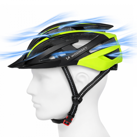 Wozinsky MTB Bike Helmet with Removable Visor and Rear USB Light M - Black and Yellow