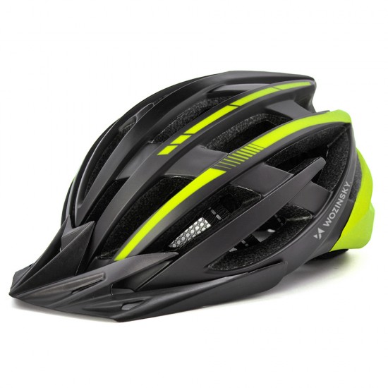Wozinsky MTB Bike Helmet with Removable Visor and Rear USB Light M - Black and Yellow