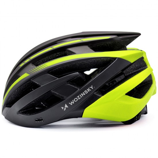 Wozinsky MTB Bike Helmet with Removable Visor and Rear USB Light M - Black and Yellow