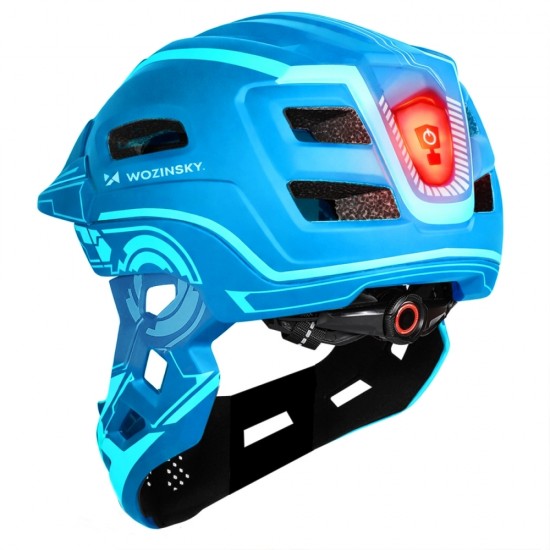 Wozinsky Kids Full Face Bike Helmet with USB Rear Light S - Blue