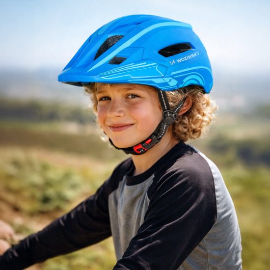 Wozinsky Kids Full Face Bike Helmet with USB Rear Light S - Blue