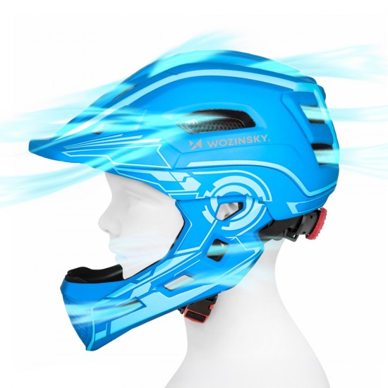 Wozinsky Kids Full Face Bike Helmet with USB Rear Light S - Blue