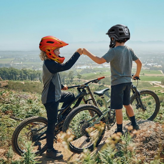 Wozinsky Kids' Full Face Bike Helmet with USB Rear Light S - Red and Yellow