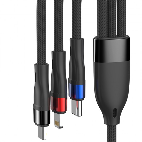 3mk Hyper Cable N-SERIES 3 in 1 USB-A / Lightning / Micro 1.2m 9V/2A 18W - black
