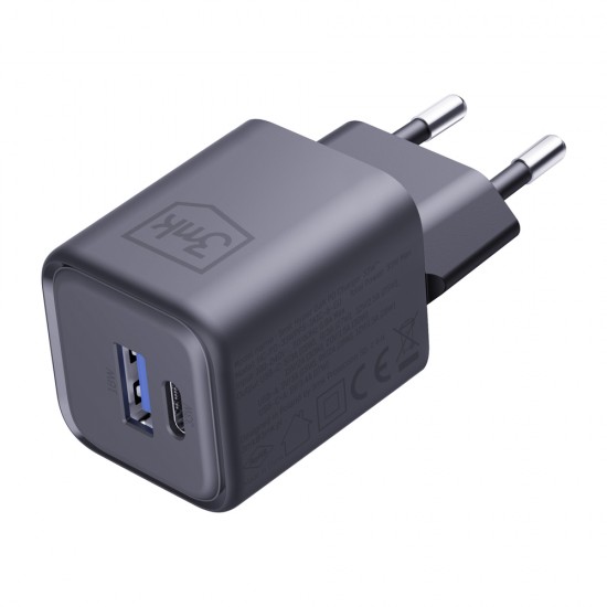3mk Hyper Charger PD 33W GaN QC4+ PPS AFC FCP SCP 1A1C Wall Charger - Black