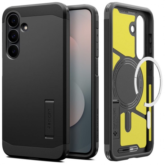 Spigen Tough Armor Mag MagSafe Case for Samsung Galaxy S25 FE - Black and Yellow