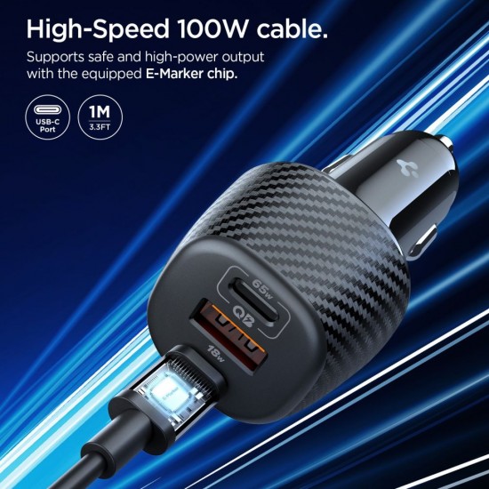 Spigen Essential EV1133 3-port car charger - black
