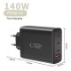 Tech-Protect NC140W-GAN 4-Port 140W Wall Charger - Black