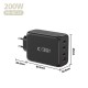 Tech-Protect NC200W-GaN 4-Port 200W Wall Charger - Black