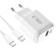 Tech-Protect NCA45W-GAN 2-Port 45W Wall Charger with USB-C Cable - White