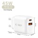 Tech-Protect NCA45W-GAN 2-Port 45W Wall Charger with USB-C Cable - White