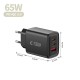 Tech-Protect NCA65W-GAN 3-Port 65W Wall Charger - Black