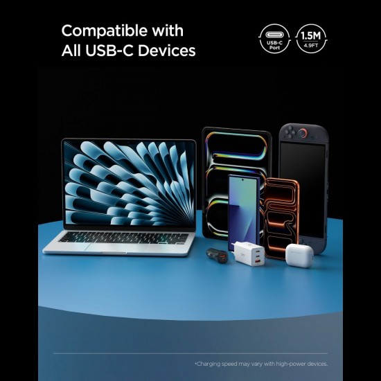 Spigen Essential EB10015CC USB-C / USB-C 100W 150cm Cable - White