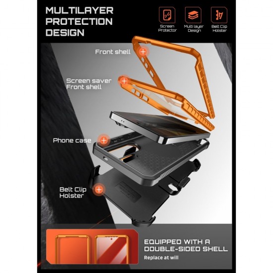 Supcase Unicorn Beetle Pro Mag MagSafe 2-set Case for Samsung Galaxy S26 Ultra - Black and Orange
