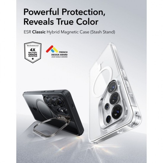 ESR Classic Hybrid Kickstand MagSafe Case for Samsung Galaxy S26 Ultra - Clear Black