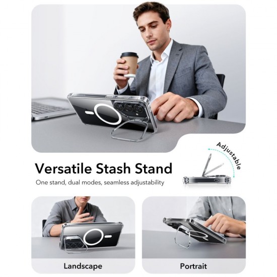 ESR Classic Hybrid Kickstand MagSafe Case for Samsung Galaxy S26+ - Transparent