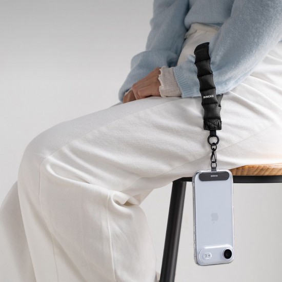 Ringke Holder & Puffer Hand Strap Phone Lanyard - Black