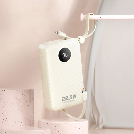 Dudao K14+ Powerbank 20000mAh 22.5W USB-C / USB-A / Built-in Lightning and USB-C Cables - White