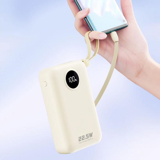 Dudao K14+ Powerbank 20000mAh 22.5W USB-C / USB-A / Built-in Lightning and USB-C Cables - White