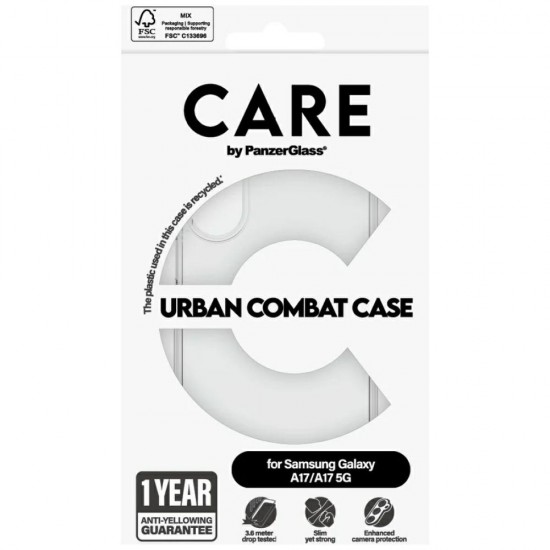 CARE by PanzerGlass Flagship Urban Combat Case for Samsung Galaxy M17 5G / A17 / A17 5G - Transparent