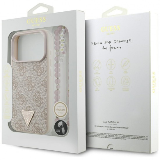 Guess 4G Strap Triangle Logo MagSafe Case for iPhone 17 Pro - Pink