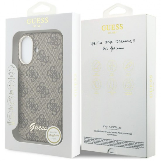Guess 4G Script MagSafe Case for iPhone 17 - Brown