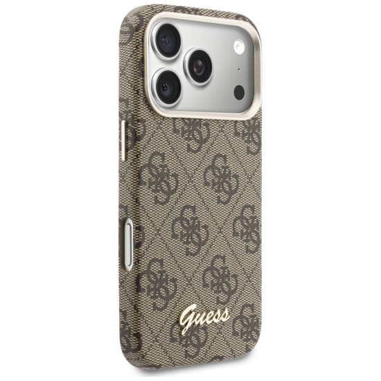 Guess 4G Script MagSafe Case for iPhone 17 Pro - Brown