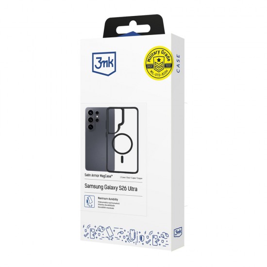3mk Satin Armor MagCase for Samsung Galaxy S26 Ultra - Transparent Black