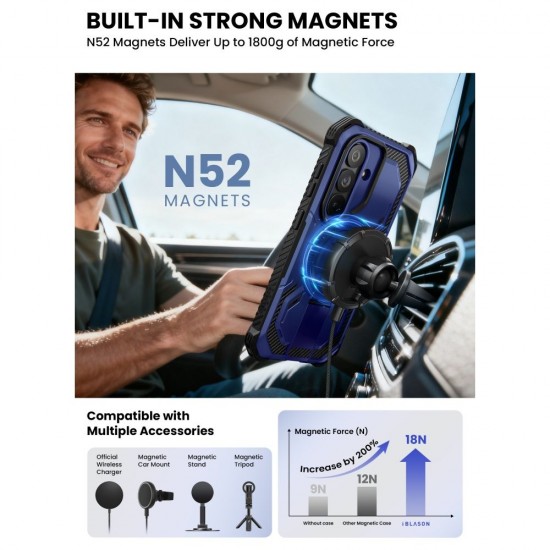 Supcase ArmorBox Mag MagSafe Case for Samsung Galaxy S26 - Navy Blue and Black