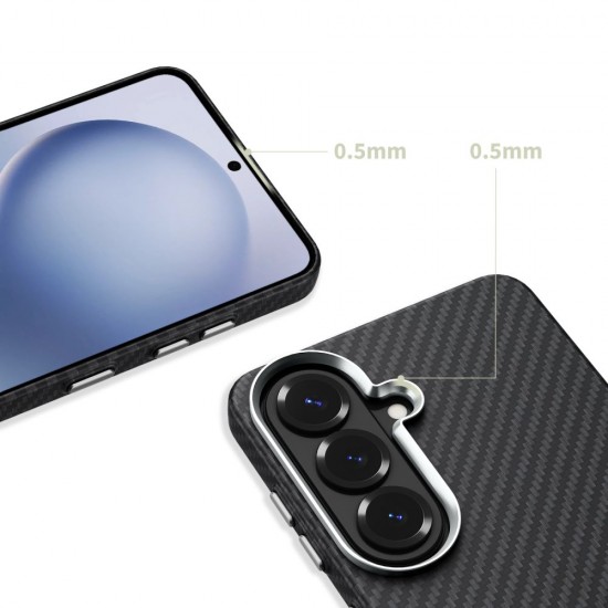 Tech-Protect Ion Carbon MagSafe Case for Samsung Galaxy S26 - Black and Silver