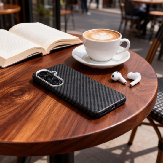 Tech-Protect Ion Carbon MagSafe Case for Samsung Galaxy S26 - Black and Silver