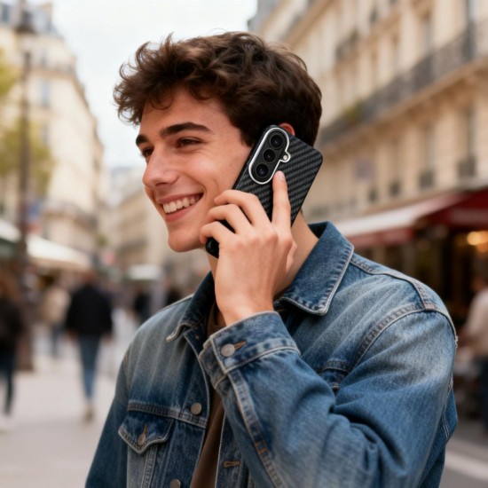 Tech-Protect Ion Carbon MagSafe Case for Samsung Galaxy S26 - Black and Silver