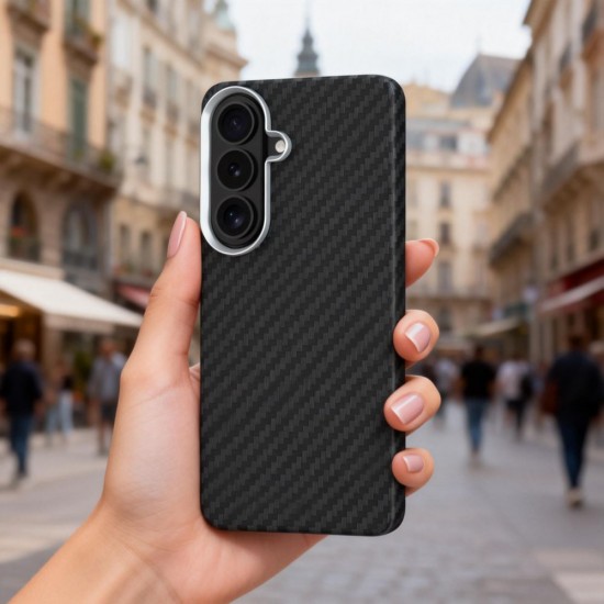 Tech-Protect Ion Carbon MagSafe Case for Samsung Galaxy S26 - Black and Silver