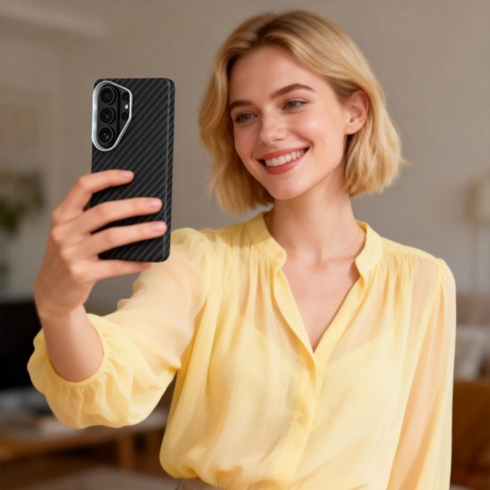 Tech-Protect Ion Carbon MagSafe Case for Samsung Galaxy S26 Ultra - Black and Silver