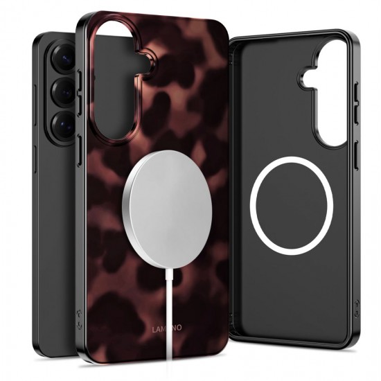 Tech-Protect Lamano MagSafe Case for Samsung Galaxy S26 - Brown and Black